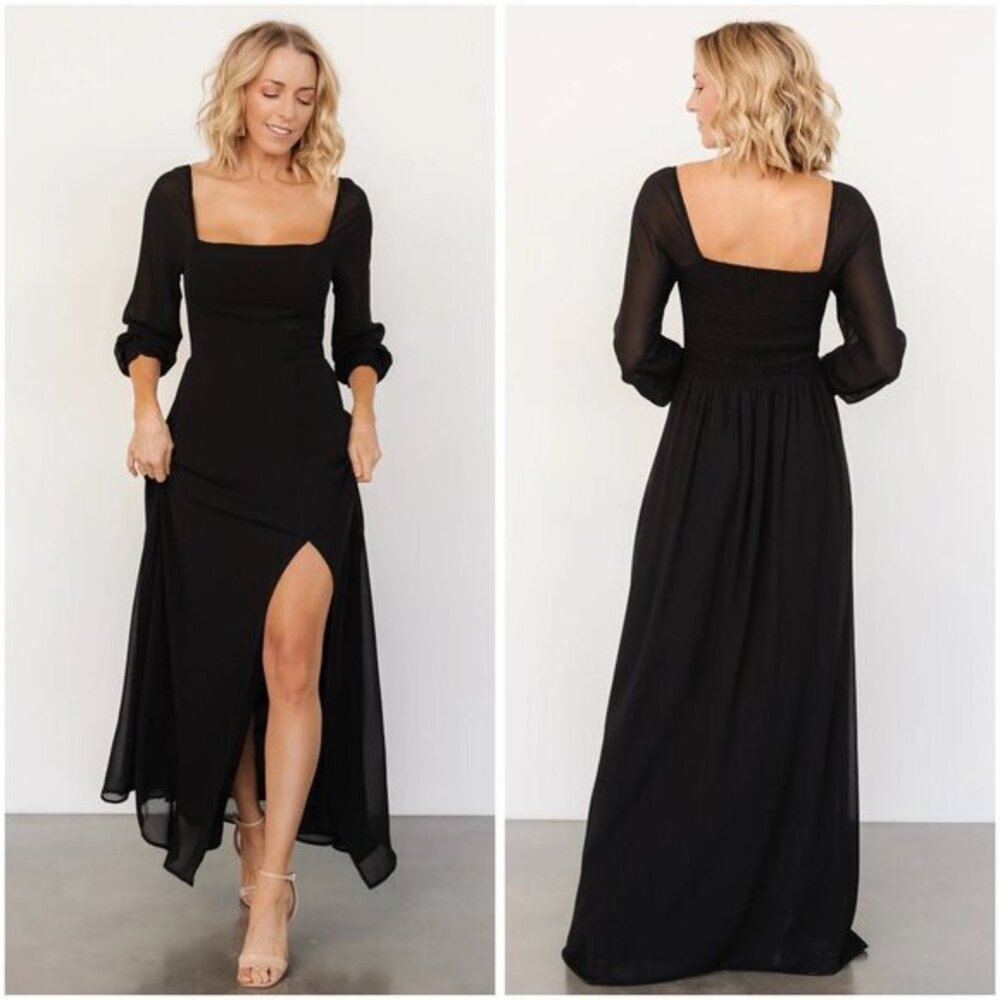 Baltic Born Giselle Smocked Maxi Dress in Black Size XS NWOT